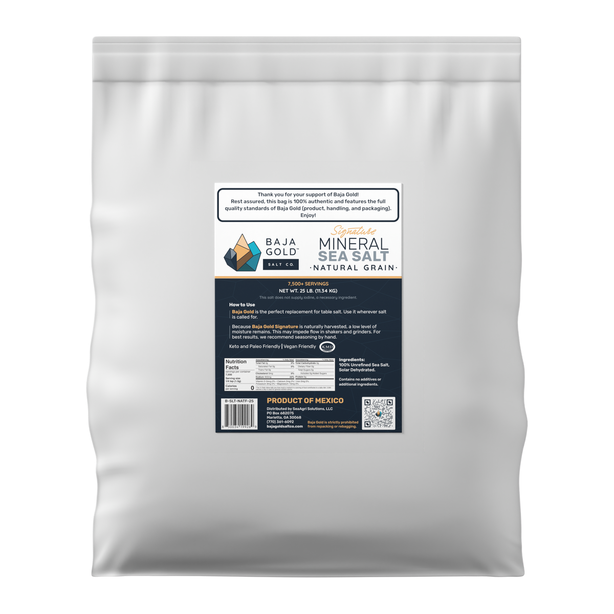 Baja Gold Signature Mineral Sea Salt - Natural Grain Crystals