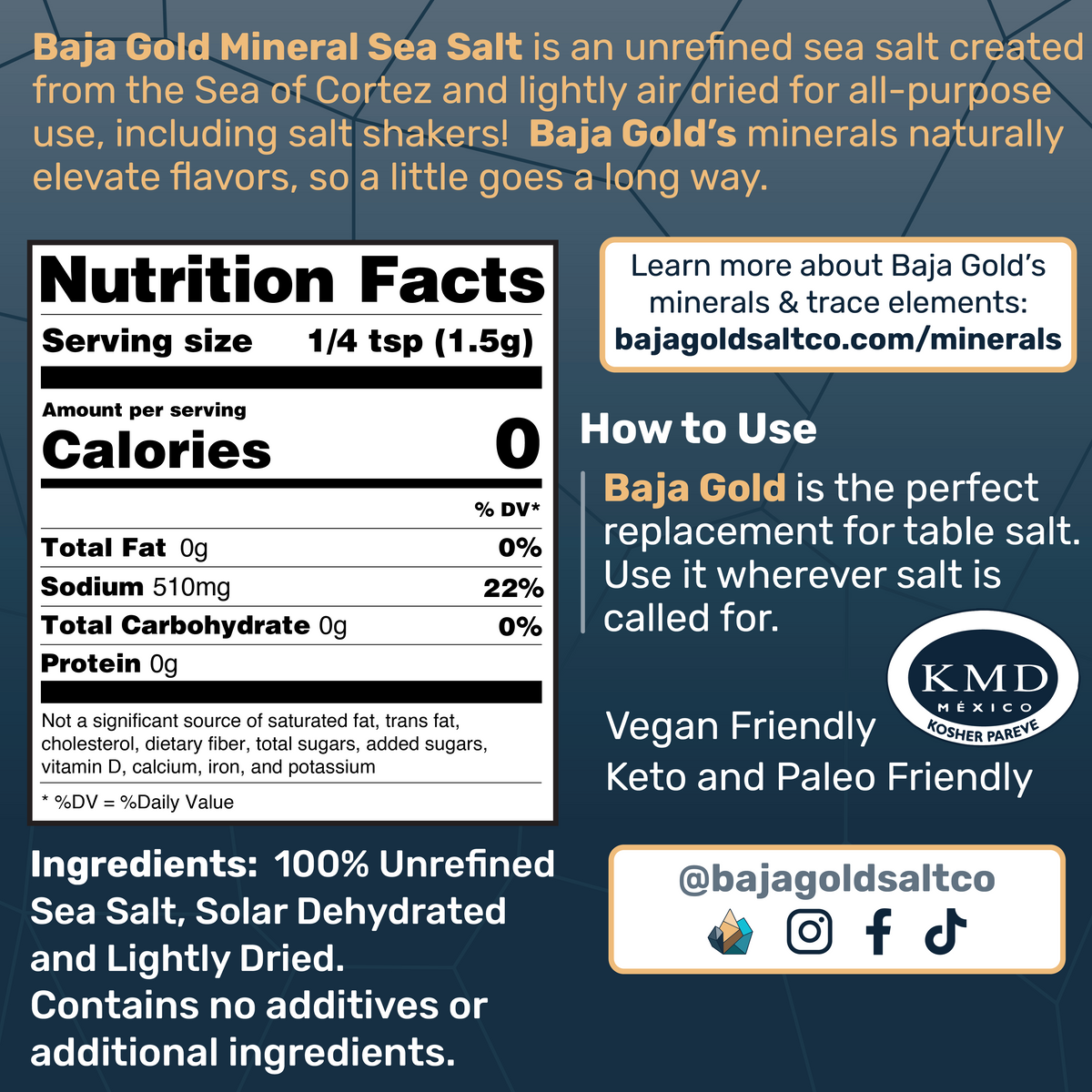 Baja Gold Mineral Sea Salt - Shakers and Refills